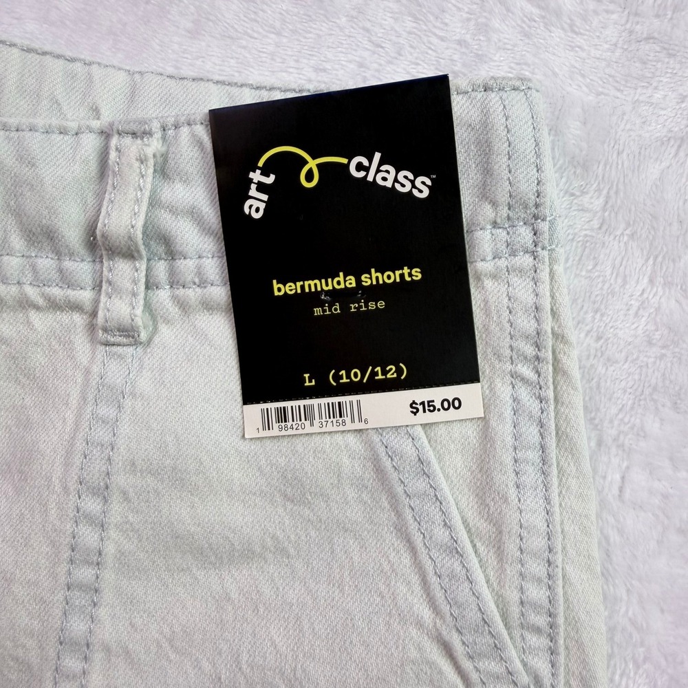 Art Class Kids Bermuda Shorts L 10/12 Super Light Wash Mid Rise Denim New NWT - Picture 4 of 5